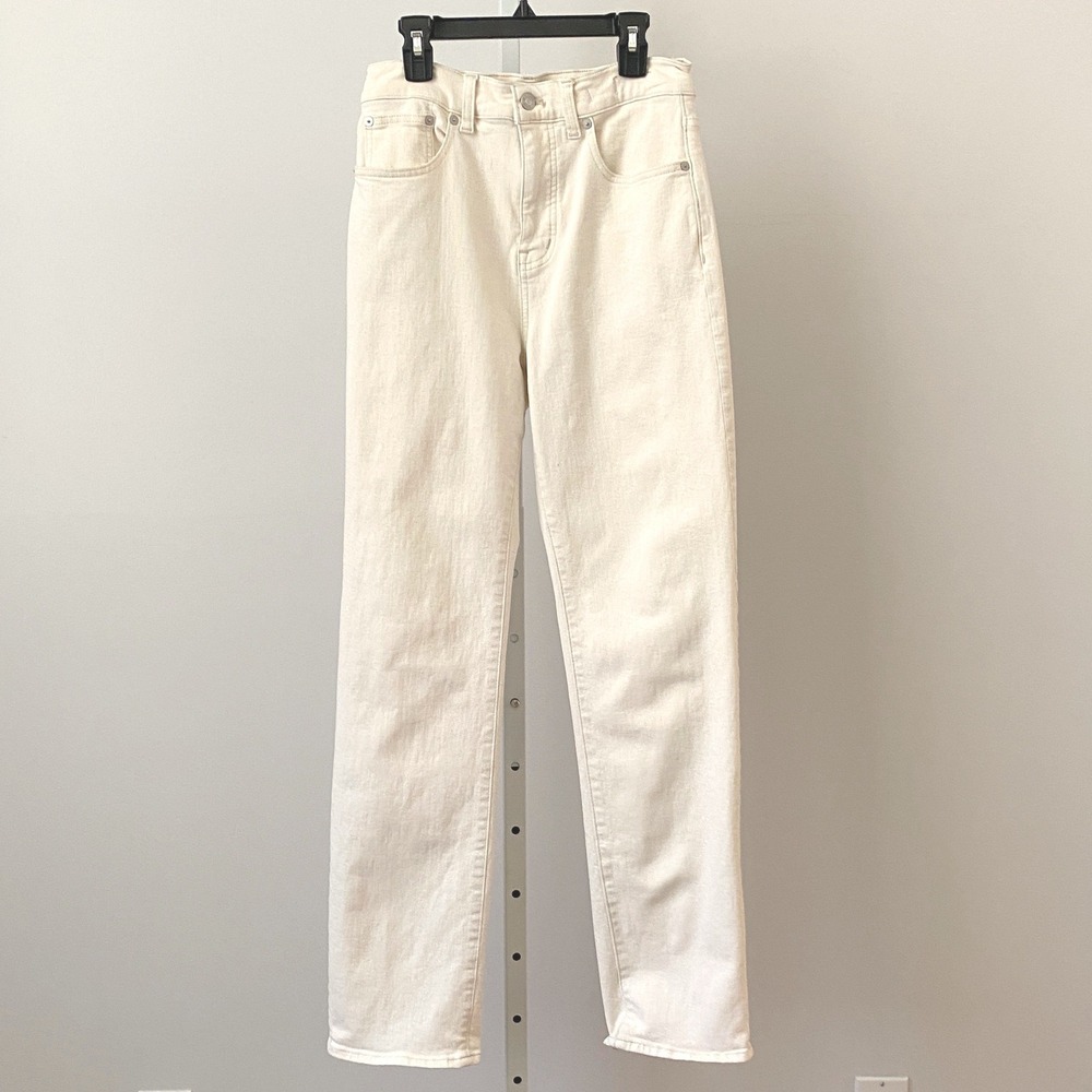 Madewell sz 26 Cream 90s Straight Leg Jeans High Rise Denim Minimalist Preppy
